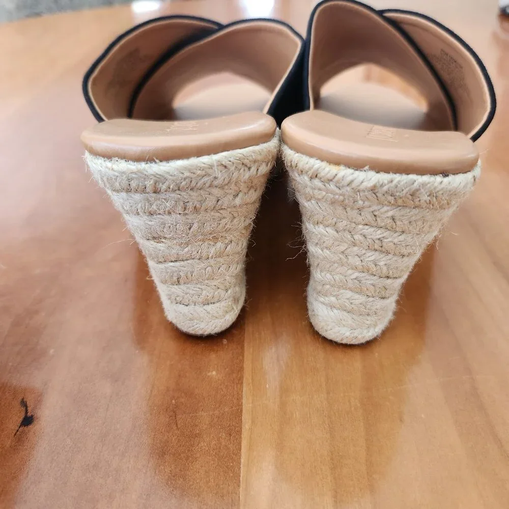 J. Crew Crisscross Mule Espadrille‎ Wedges Black Slide Sandals BH223 Size 11 NEW